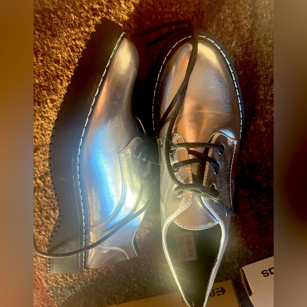 New Silver Metallic Loafers